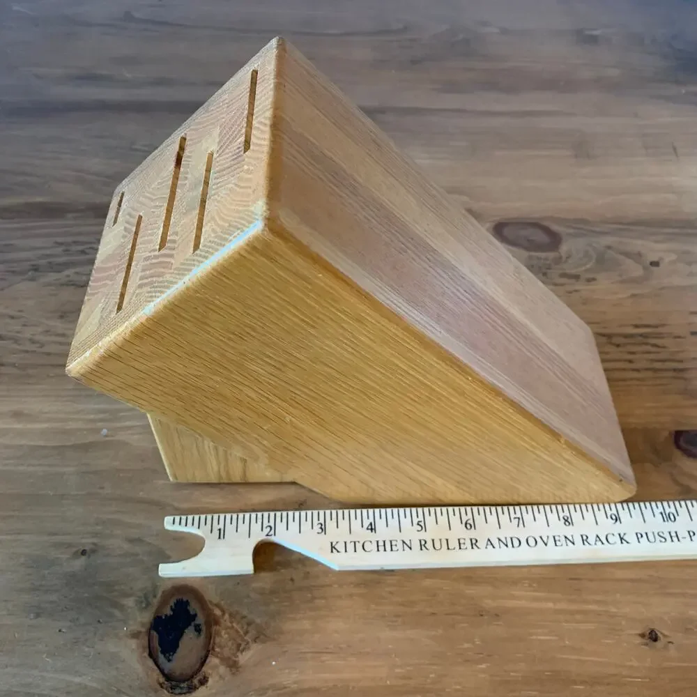 CUTCO 5 Slot Gourmet Knife Block #1749 Solid Honey Finish Oak (Block only)